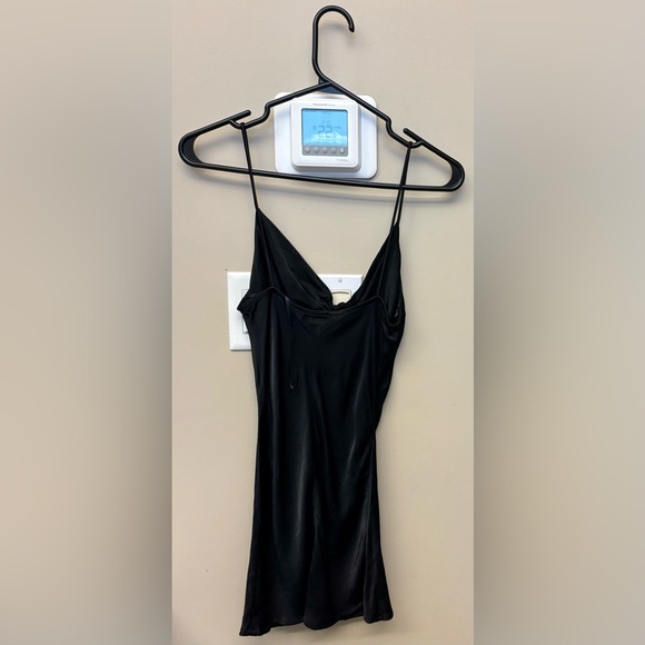 Zara black silky short lingerie spaghetti strap ruched bust short mini dress XS - Picture 4 of 8